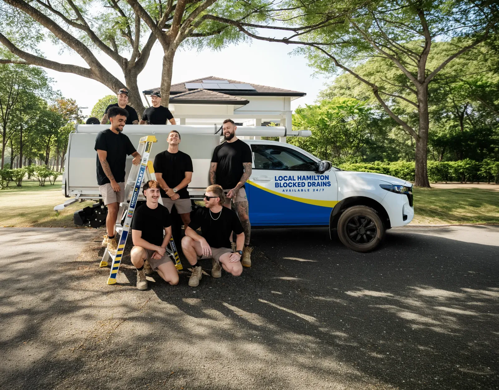 Local Hamilton Blocked Drains ute and team